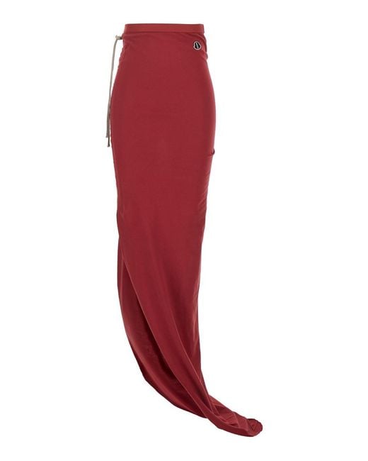 Rick Owens Red Skirt With Asymmetrical De