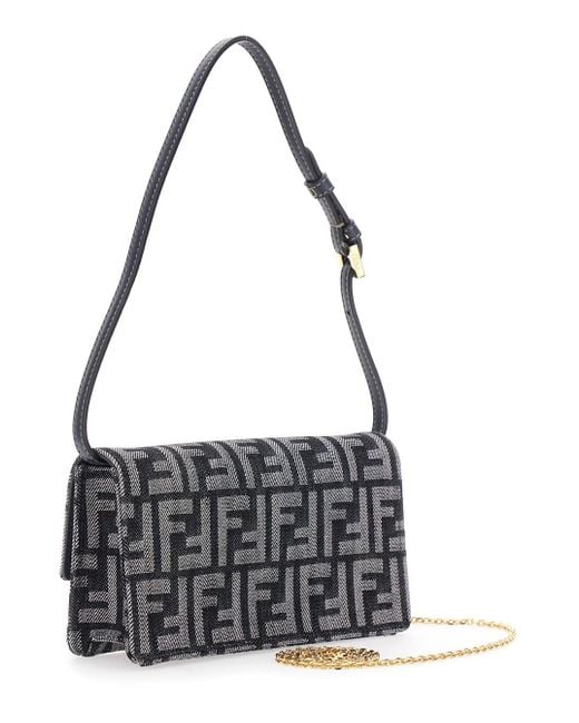 Fendi Crossbody Bag With All-Over Ff Motif And Metallic Ff Plaque On The Front
