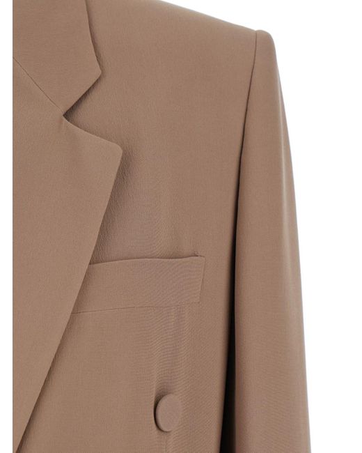 Giacca Doppiopetto Con Revers Classici di Saint Laurent in Brown
