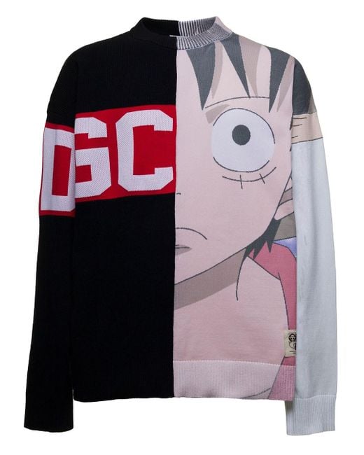 Gcds Multicolor One Piece Luffy Crew Neck Cotton Blend Sweatshirt for men