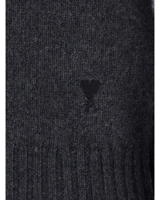 AMI Blue Solid Turtle Neck Sweater