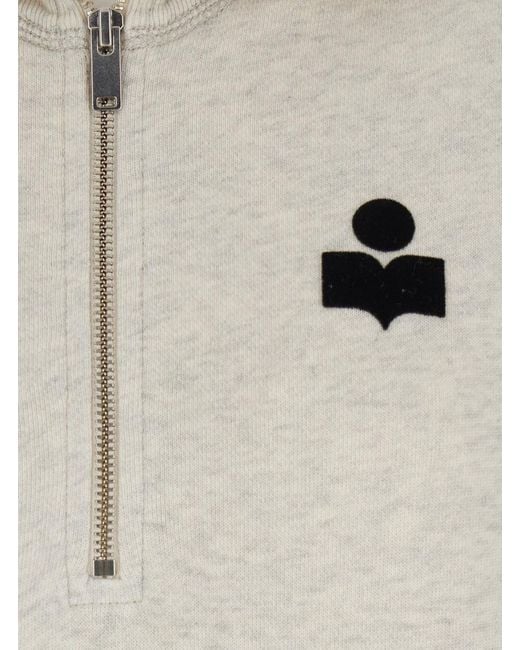 Isabel Marant White Sweatshirt With Stand-Up Collar And Logo On The Front