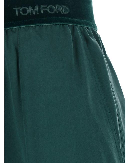 Tom Ford Green Pants With Elasticated Waist With Logo Lettering