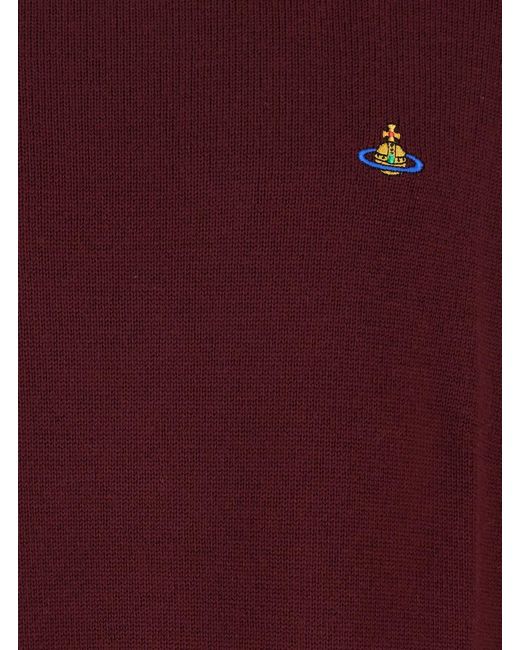 Vivienne Westwood Bordeaux Turtleneck Sweater With Orb Logo Embroidered On The Front for men