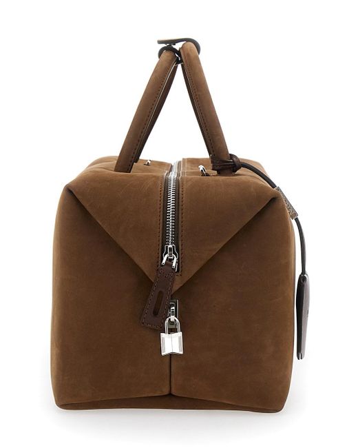 Max Mara Brown 'Holdall' Handbag With Adjustable And Removable Shoulder Strap And Tag With Embossed Logo On The Front