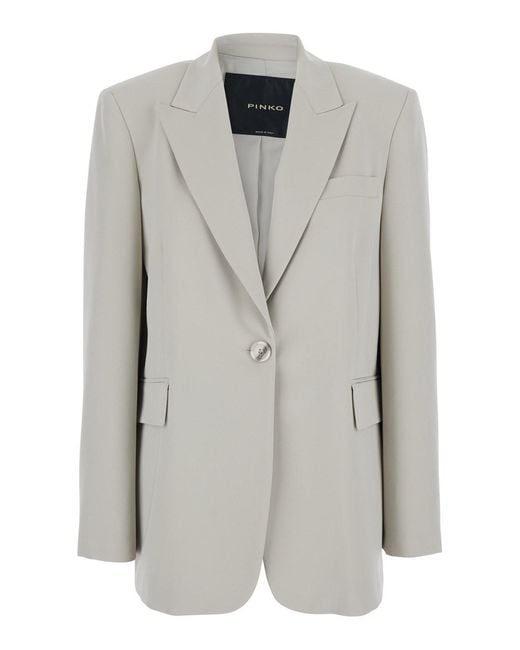 Pinko Gray Jacket With Peak Revers And Chest Pocket