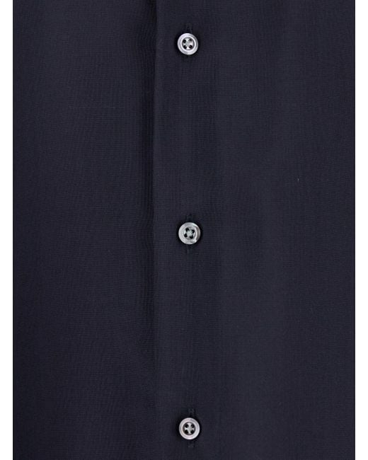 Low Brand Blue Shirt With Classic Collar And Button Closure for men