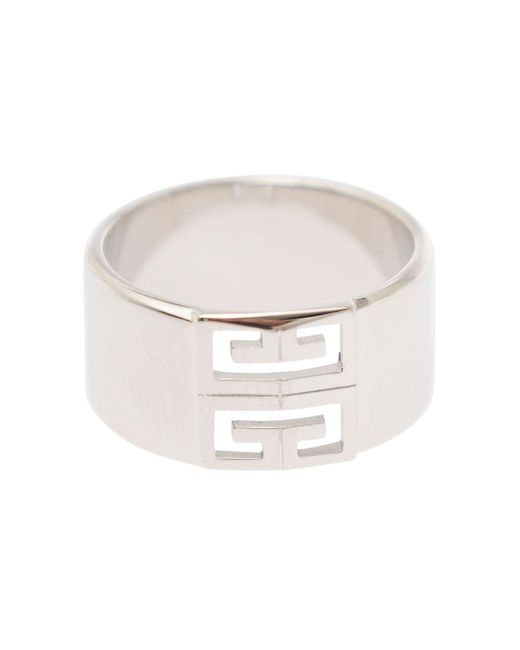 Givenchy White Silver-colored Rings With 4g Cut-out Detail In Brass for men