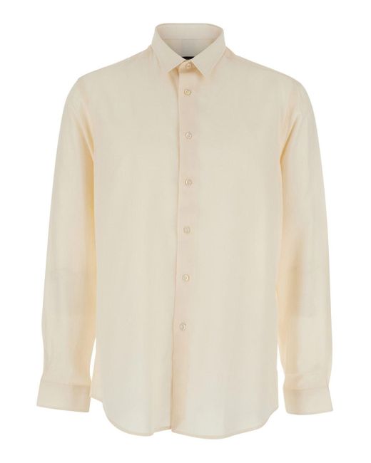 Camicia Con Colletto Classico di Low Brand in White da Uomo