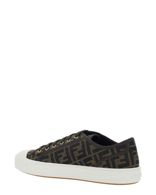 Fendi Black Sneaker With All-Over Ff Motif for men