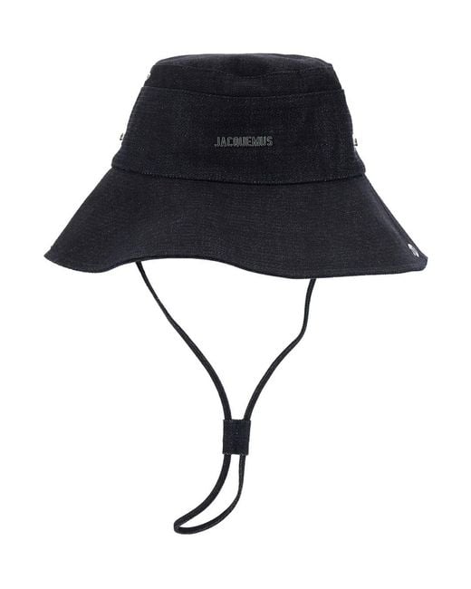 Jacquemus Blue 'Le Bob De-Nimes' Bucket Hat With Logo Lettering On The Front And Adjustable Strap for men