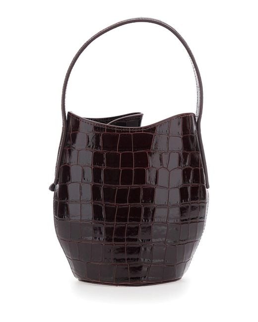 Liffner Black Leather Bucket Bag With Belt For