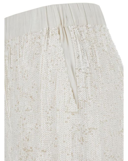 P.A.R.O.S.H. White Straight Pants With Sequins