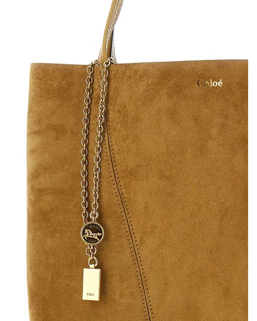Chloé Natural Chloã 'Spin' Shoulder Bag With Chain-Link Detail With Logo Charm