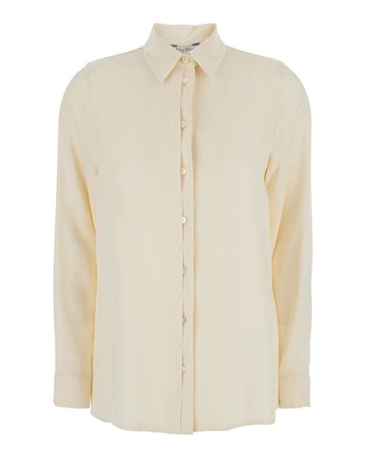 Max Mara Pure White 'Avion' Shirt With Classic Collar