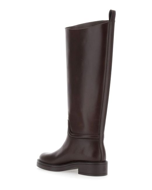 Stuart Weitzman Brown 'Celia' Knee-High Boots With Pull-Tab