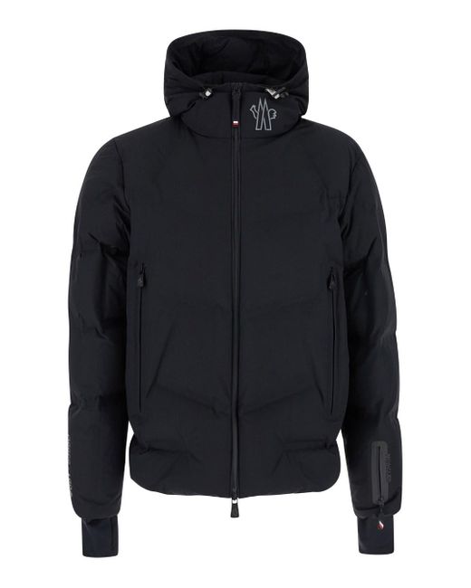 Moncler Blue 'Arcesaz' Hooded Down Jacket With Logo Print In for men