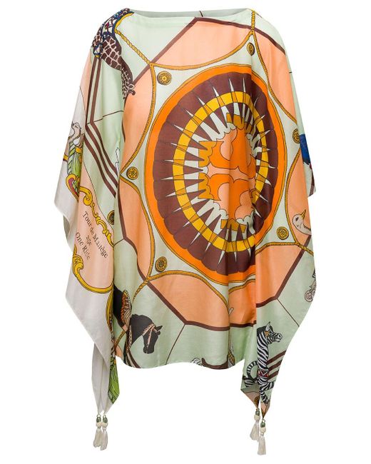 Tory Burch Multicolor Graphic Print Tunic In Cotton Blend Woman