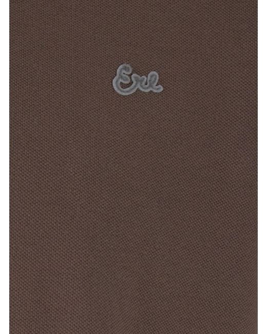 ERL Brown Polo Shirt Classic Collar for men