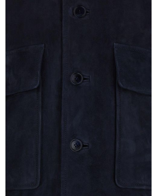 Gucci Blue High Collar Jacket With Web Detail for men