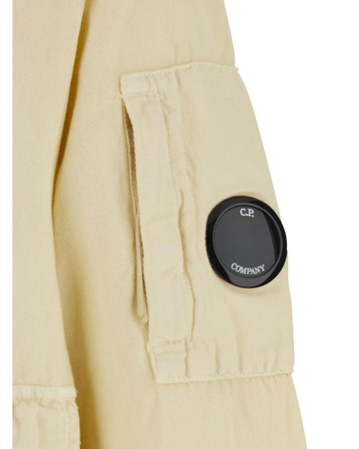 C P Company Natural Jacket With High Collar And Logo Plate On The Sleeve for men