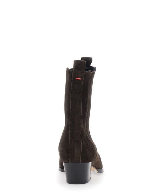 Aeyde Black Agata Cow Suede Leather Moka With Suede And