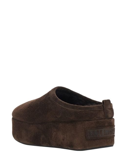 Balenciaga Brown 'Alaska' Mule With High Platform And Logo Lettering On The Front