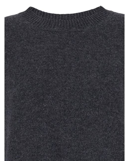 Allude Black Relaxed Crewneck Sweater