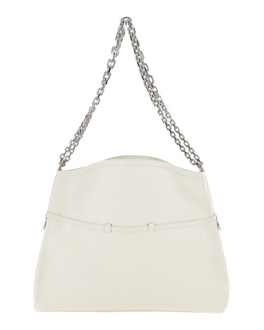 Givenchy White 'Voyou Chain Medium' Shoulder Bag With Logo Detail