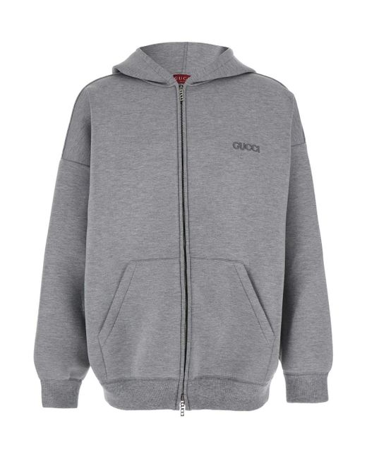 Gucci Gray Hoodie With Logo Lettering for men