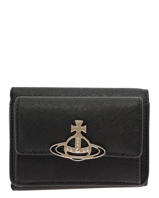 Vivienne Westwood Black Bifold Wallet With Orb Detail