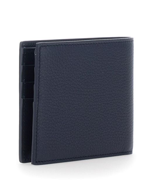 Dolce & Gabbana Blue Bi-Fold Wallet With Logo Plate On The Front for men