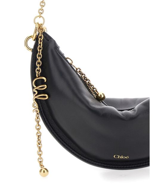 Chloé White Shoulder Bag With Chain Shoulder Strap And Half Moon Desig