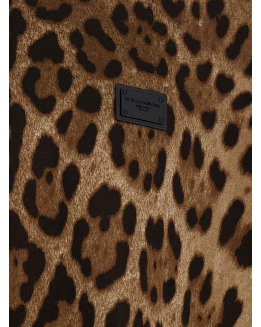 Dolce & Gabbana Brown T-Shirt With All-Over Leopard Motif for men
