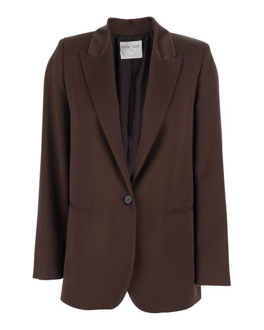 Forte_forte Brown Jacket With Peak Revers And Vent