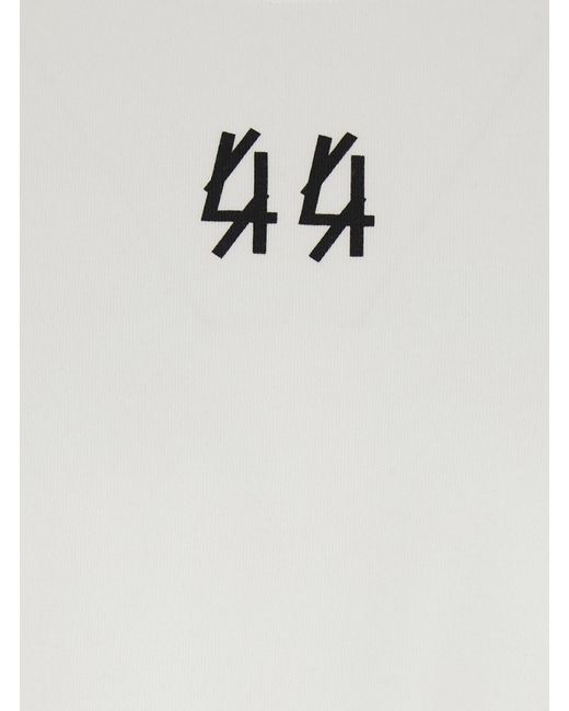 44 Label Group White Crew Neck T-Shirt With Front Logo And Maxi Logo O for men