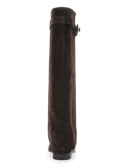 Via Roma 15 Black Boot With Cuff And Padlock Detail