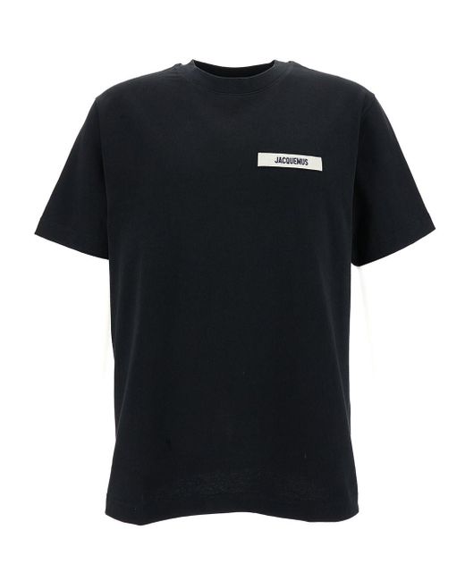 Jacquemus Black Crewneck T-Shirt With Logo Detail for men