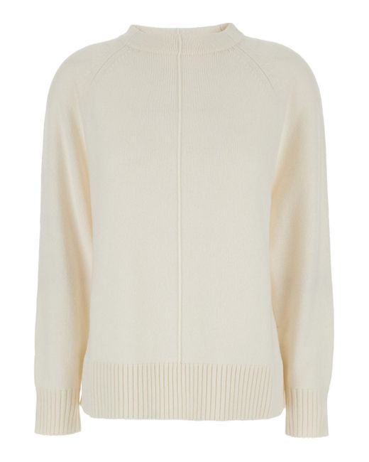 Max Mara White Solid Crew Neck Sweater
