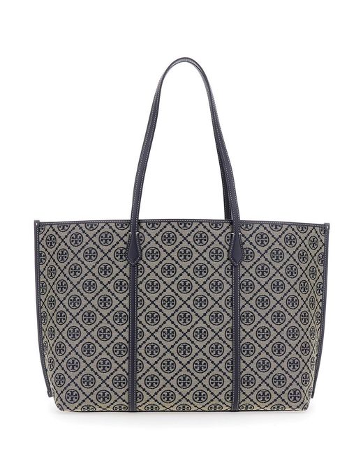 Tory Burch Gray Tote Bag Perry T Monogram