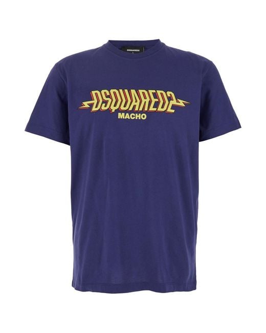 DSquared² Blue Cool Fit Tee Relaxed Fit Graphic Tee for men