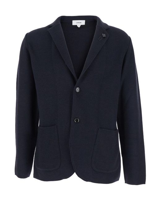 Lardini Blue Jacket With Classic Lapels And Button Fastening for men
