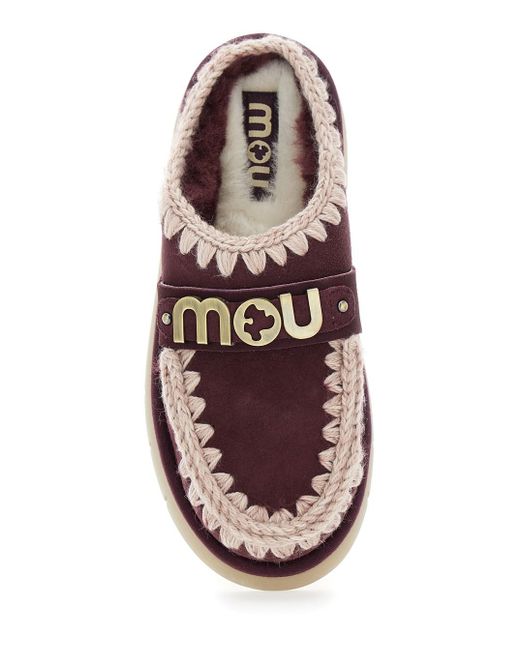 Mou Purple 'Bounce' Mules With Logo Lettering And Open Rear