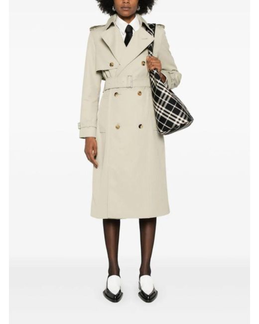 Burberry Natural Double-Breasted Trench Coat With Belt