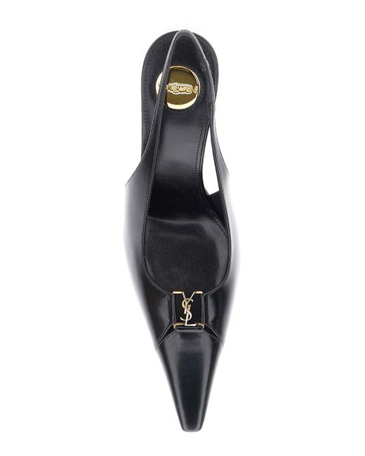 Saint Laurent Multicolor 'Babylone' Slingback Pumps With Cut-Out Toe With Cassandre Plaque And High Stiletto Heel
