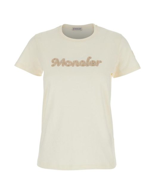 Moncler White Logo Crew Neck T-Shirt