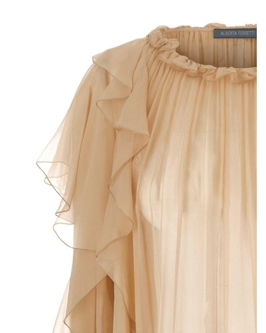 Camicia Con Dettagli Volant di Alberta Ferretti in Natural