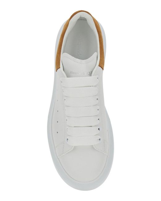 McQueen White Whire Low Top Sneakers With Logo Lettering On The Heel
