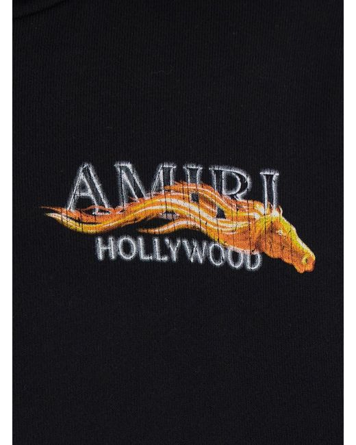 Amiri Blue Hoodie With Fixed Hood And Logo Lettering On Front And Rear for men
