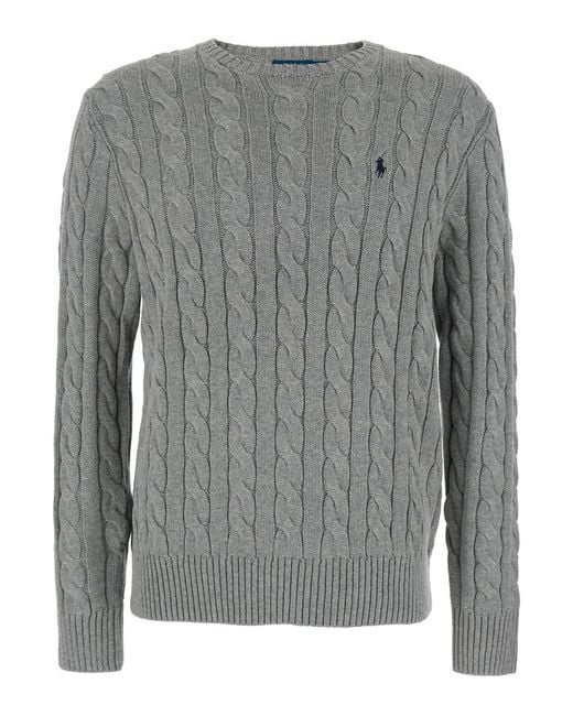 Polo Ralph Lauren Gray Crewneck Sweater Cotton for men